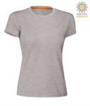 T-shirt donna girocollo a maniche corte da lavoro in cotone, colore warm brown PASUNSETLADY.GRM