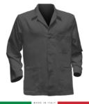 giacca da lavoro grigia con inserti gialli, made in Italy, 100% cotone Massaua con due tasche RUBICOLOR.GIA.GR
