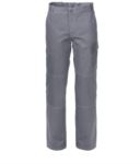 Pantaloni da lavoro multitasche 100% Cotone, cuciture a contrasto. Colore: Nero ROA00109.GR