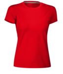 T-shirt donna girocollo a maniche corte da lavoro in cotone, colore rosso APSUNSETLADY.RO