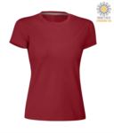 T-shirt donna girocollo a maniche corte da lavoro in cotone, colore rosso PASUNSETLADY.BO