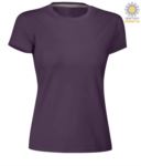 T-shirt donna girocollo a maniche corte da lavoro in cotone, colore viola PASUNSETLADY.VI