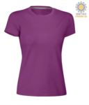 T-shirt donna girocollo a maniche corte da lavoro in cotone, colore summer Violet PASUNSETLADY.SU