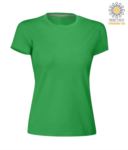 T-shirt donna girocollo a maniche corte da lavoro in cotone, colore Emerald green PASUNSETLADY.JEG