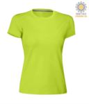 T-shirt donna girocollo a maniche corte da lavoro in cotone, colore jelly green PASUNSETLADY.VEA