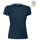T-shirt donna girocollo a maniche corte da lavoro in cotone, colore Grigio Melange PASUNSETLADY.BLU