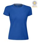 T-shirt donna girocollo a maniche corte da lavoro in cotone, colore blu navy PASUNSETLADY.AZR