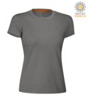 T-shirt donna girocollo a maniche corte da lavoro in cotone, colore Grigio Melange PASUNSETLADY.SM