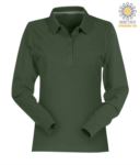 Polo manica lunga donna in cotone Piquet colore verde PAFLORENCELADY.VE