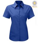 Camicia da donna a manica corta colore blu cobalto Poliestere e cotone X-K548.AZC