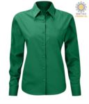 Camicia da donna per divisa elegante a manica lunga verde X-K549.VE