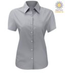 Camicia da donna a manica corta colore grigio chiaro Poliestere e cotone X-K548.GRC