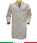 Camice da lavoro per uomo 100% cotone made in Italy colore bianco/giallo RUBICOLOR.CAM.BIG
