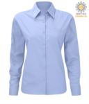 Camicia da donna a manica lunga colore blu 100% cotone X-F65002.BLUOXFORD