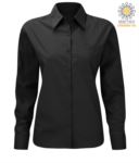 Camicia da donna per divisa elegante colore nero 100% cotone X-F65002.NE
