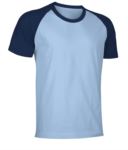 T-Shirt da lavoro manica corta, bicolore in jersey, colore bianco e blu navy VACAIMAN.CEN