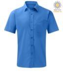 camicia da uomo a manica corta Poliestere e cotone colore azzurro chiaro X-K551.AZC