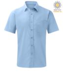 camicia da uomo a manica corta Poliestere e cotone colore azzurro chiaro X-K551.BS