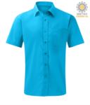 camicia da uomo a manica corta Poliestere e cotone colore azzurro chiaro X-K551.TUR