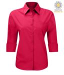 Camicia da divisa a maniche a 3/4 colore rosso tessuto in cotone e Poliestere X-K558.RO