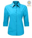 Camicia per uso professionale colore turchese maniche a 3/4 Poliestere e cotone X-K558.TU