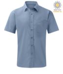 camicia da uomo a manica corta Poliestere e cotone colore azzurro chiaro X-K551.COB