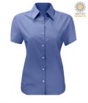 Camicia da donna a manica corta da lavoro azzurro chiaro X-K548.COB