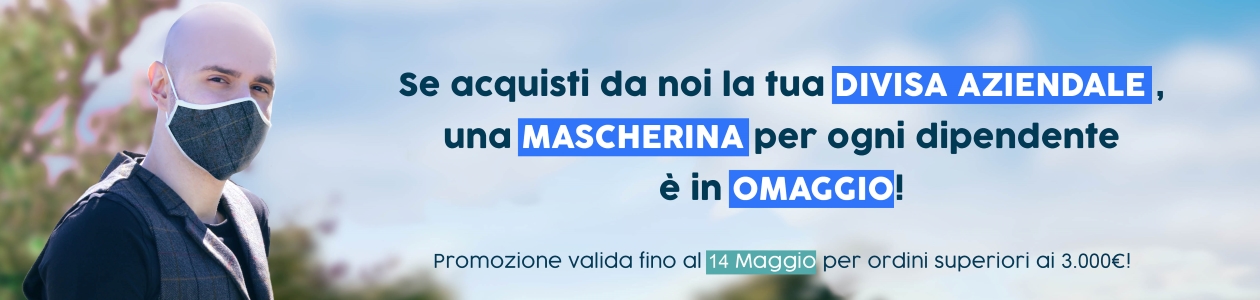 Se acquisti da noi la tua divisa aziendale, una mascherina per ogni dipendente è in omaggio