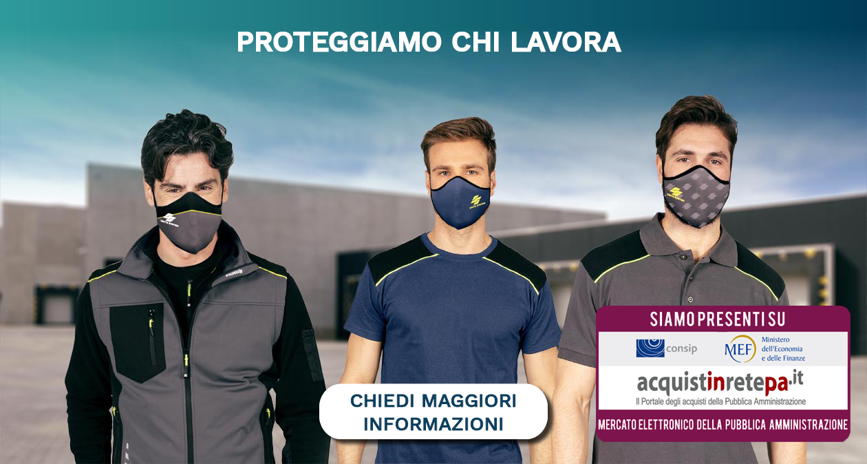 Mascherine lavabili e riutilizzabili coordinate alla divisa da lavoro