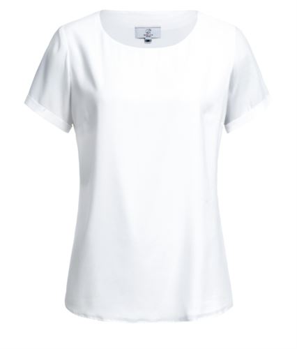 Blusa regular fit a maniche corte con risvolto. Scollo tondo. Colore: Bianco