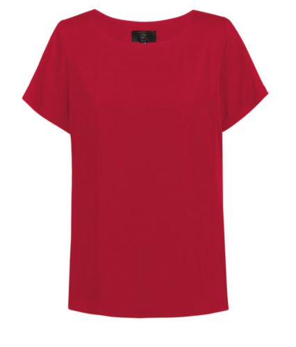 Blusa regular fit a maniche corte con risvolto. Scollo tondo. Colore: Rosso