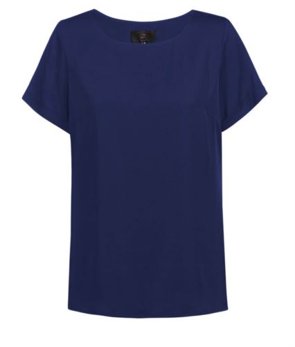 Blusa regular fit a maniche corte con risvolto. Scollo tondo. Colore: Blu Navy