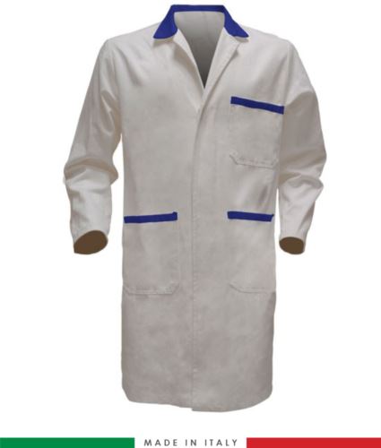 camice da lavoro bianco/azzurro da uomo 100% cotone