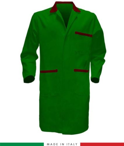 camice uomo bicolore a manica lunga da lavoro colore verde e rosso