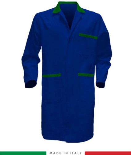 Camice da lavoro con bottoni coperti colore azzurro/verde