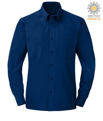 Camicia da divisa elegante colore blu a manica lunga 100% cotone
