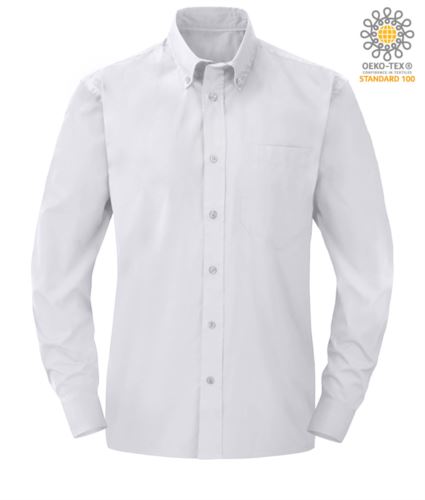 camicia da uomo a manica lunga colore bianco Poliestere e cotone