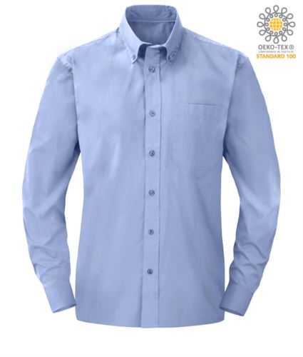 camicia elegante da uomo a manica lunga colore blu Oxford