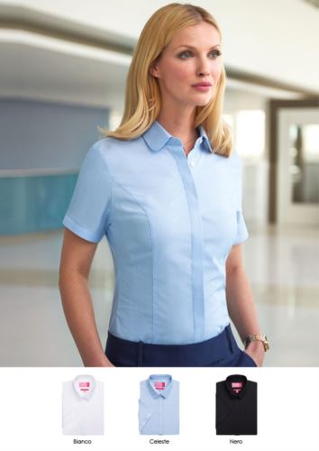 Camicia per la divisa elegante in colore bianco, celeste, nero, in Poliestere, cotone ed Elastane. Ottieni un preventivo gratuito.