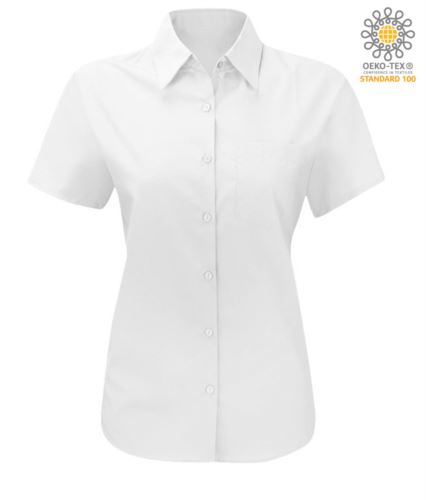 Camicia da donna a manica corta da lavoro azzurro chiaro