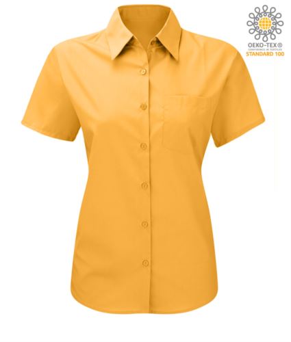 Camicia da donna a manica corta colore giallo