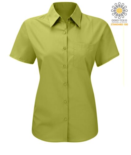 camicia da donna color lime a manica corta Poliestere e cotone