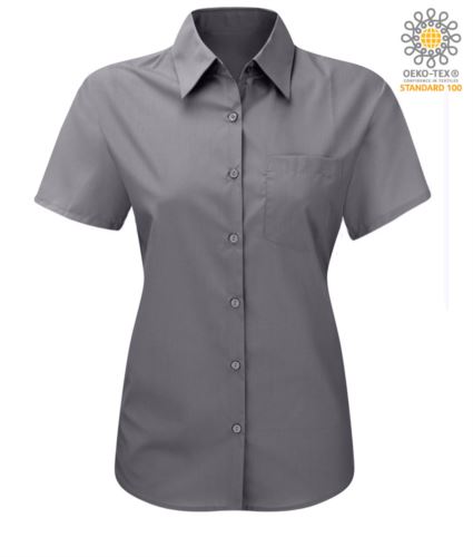 Camicia a manica corta colore silver da donna in Poliestere e cotone