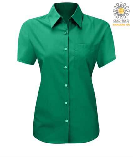 Camicia da lavoro modello da donna manica corta colore verde