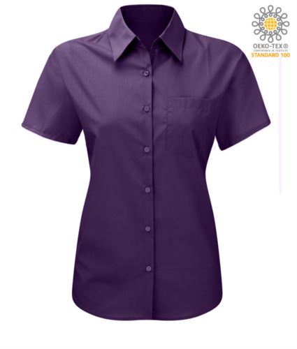 Camicia da donna a manica corta colore viola Poliestere e cotone