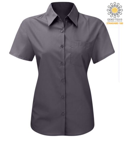 Camicia da donna a manica corta da lavoro colore grigio scuro