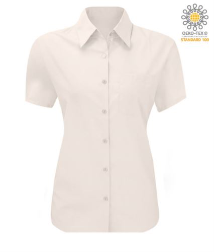 Camicia da donna a manica corta colore angora Poliestere e cotone