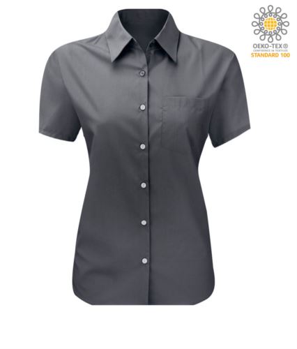 Camicia da donna a manica corta colore grigio scuro Poliestere e cotone