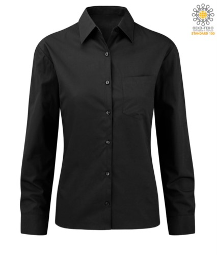 Camicia da donna a manica lunga colore nero 100% in cotone