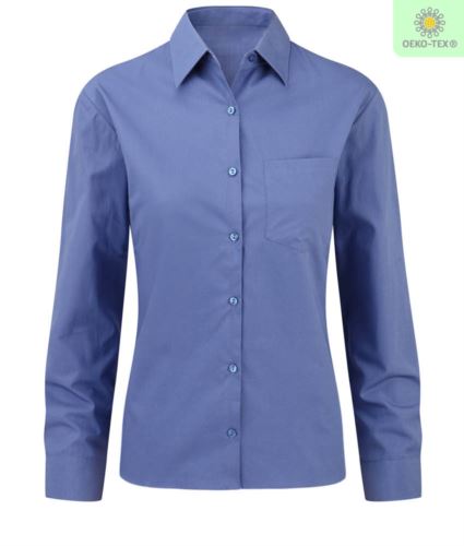 Camicia per divisa elegante a manca lunga colore blu da donna